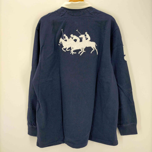 ポロバイラルフローレン Polo by RALPH LAUREN 90S PRL-NYC 刺繍ロゴ 長袖ラガーシャツ メンズ import:L