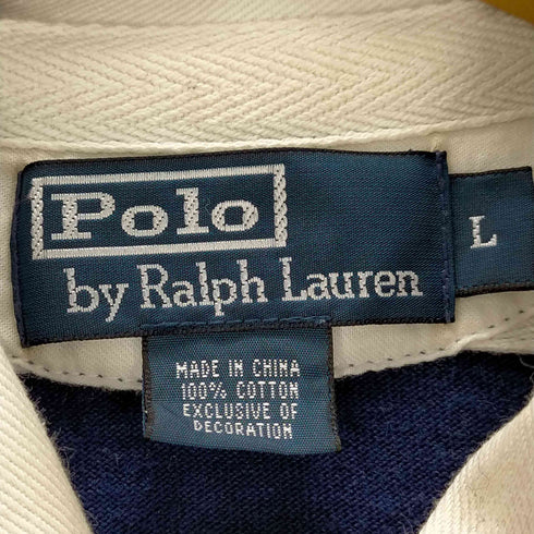 ポロバイラルフローレン Polo by RALPH LAUREN 90S PRL-NYC 刺繍ロゴ 長袖ラガーシャツ メンズ import:L