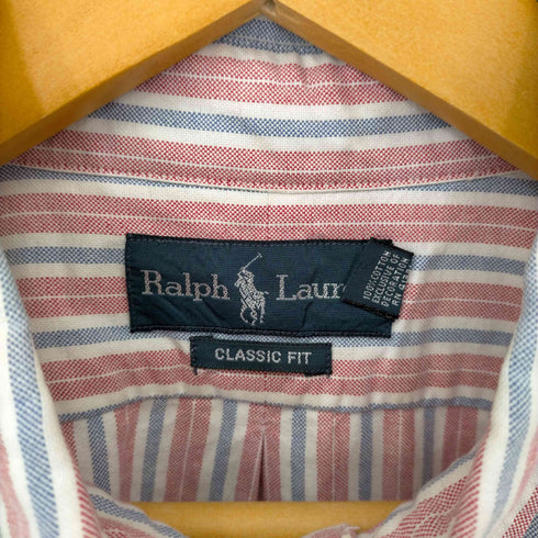 ラルフローレン RALPH LAUREN CLASSIC FIT ポニー刺繍 BD マルチボーダー L/S シャツ メンズ 17 1/2