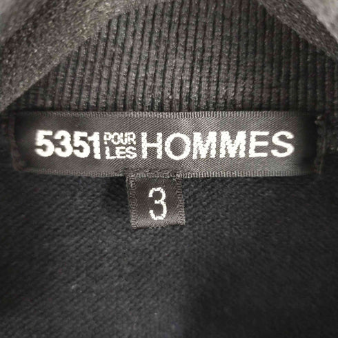 ゴーサンゴーイチプールオム 5351 POUR LES HOMMES コーティングジップシャツ リブドッキング スタンドカラー 切りっぱなし Y2K メンズ 3