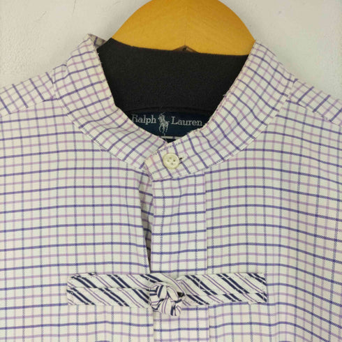 ラルフローレン RALPH LAUREN 90-00s BIG SHIRT スモールポニー刺繍 チャイナデザイン リメイクシャツ ストライプ x チェック メンズ import:M