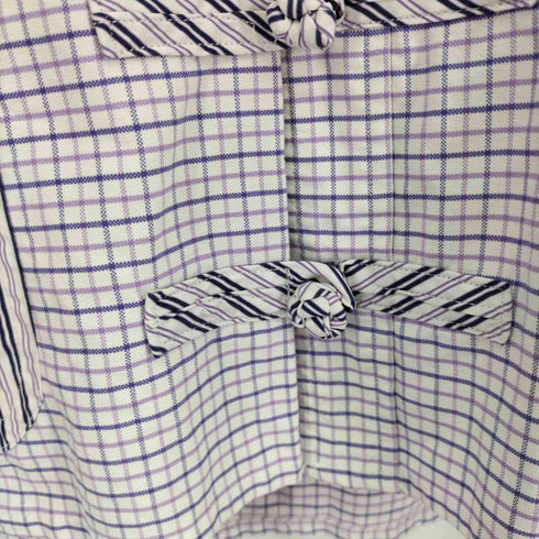 ラルフローレン RALPH LAUREN 90-00s BIG SHIRT スモールポニー刺繍 チャイナデザイン リメイクシャツ ストライプ x チェック メンズ import:M