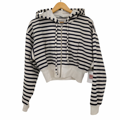 ザラ ZARA ショート丈 ボーダージップアップパーカー レディース import:L