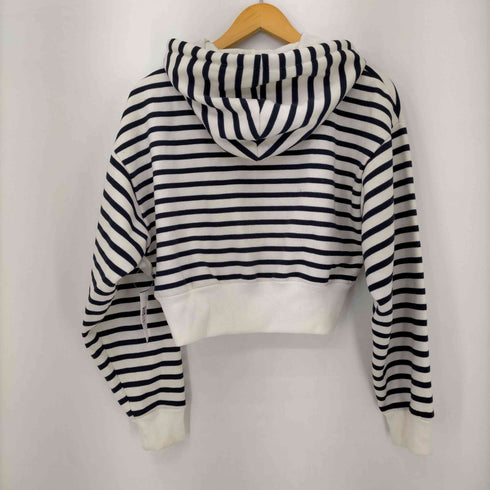 ザラ ZARA ショート丈 ボーダージップアップパーカー レディース import:L