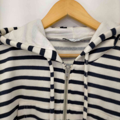 ザラ ZARA ショート丈 ボーダージップアップパーカー レディース import:L