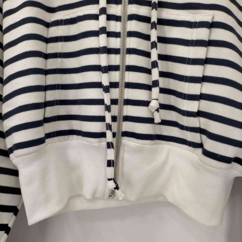 ザラ ZARA ショート丈 ボーダージップアップパーカー レディース import:L