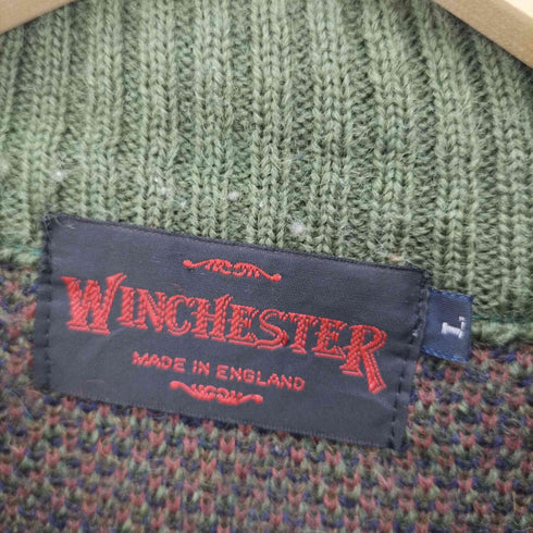 ウィンチェスター WINCHESTER 90S 英国製 フェアアイル ネイティブ柄 モックネック ウール プルオーバー ニット メンズ import:L