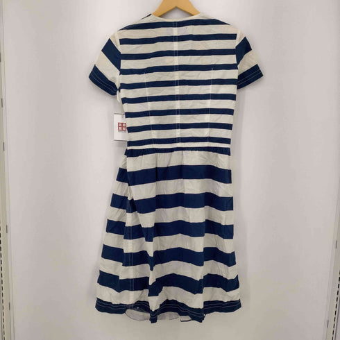 トリココムデギャルソン tricot COMME des GARCONS 02SS AD2002 フロントレースアシンメトリーボーダーS/Sワンピース レディース JPN:M