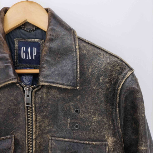 ギャップ Gap 90S USA製 ジップアップ カウレザー ジャケット メンズ import:XS
