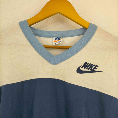ナイキ NIKE USA製 オレンジタグ後期 シングルステッチ スウォッシュロゴ ツートン Tシャツ メンズ import:L