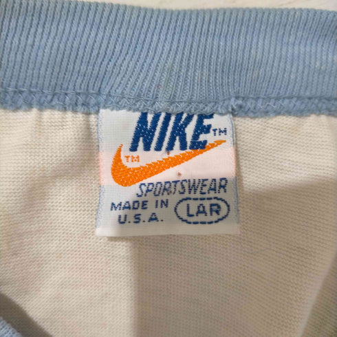ナイキ NIKE USA製 オレンジタグ後期 シングルステッチ スウォッシュロゴ ツートン Tシャツ メンズ import:L