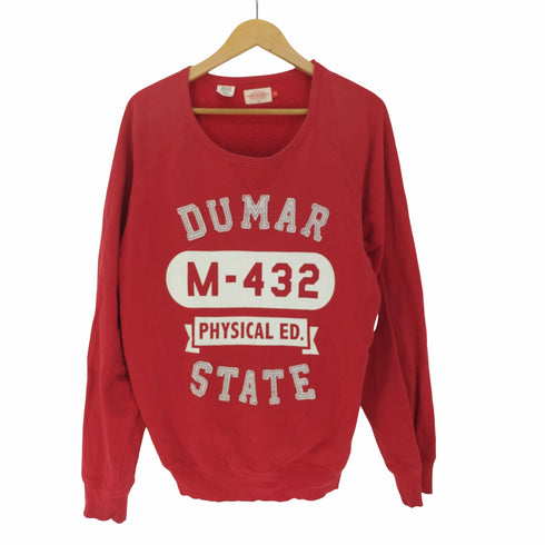 HAWKE & DUMAR ワッペン カレッジ プリント カプセル 4段 前V ガゼット クルーネック スウェット メンズ import:XL