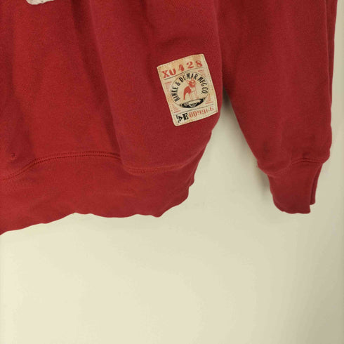 HAWKE & DUMAR ワッペン カレッジ プリント カプセル 4段 前V ガゼット クルーネック スウェット メンズ import:XL