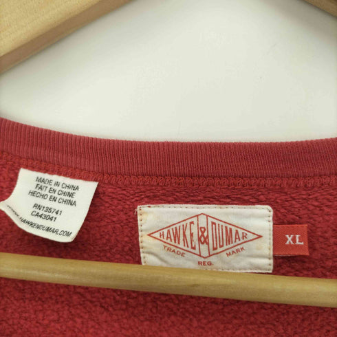 HAWKE & DUMAR ワッペン カレッジ プリント カプセル 4段 前V ガゼット クルーネック スウェット メンズ import:XL
