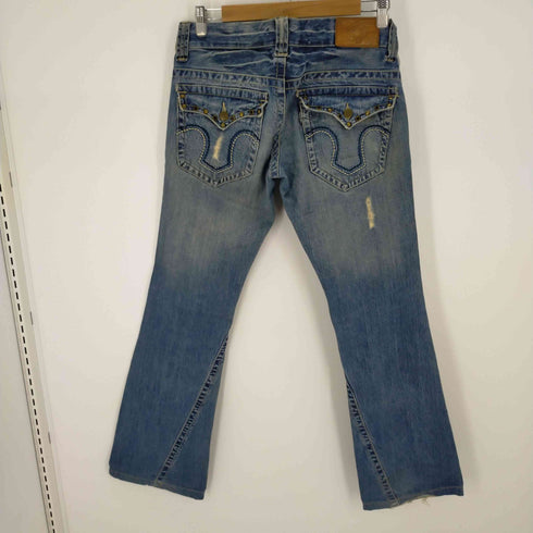 トルネードマート TORNADO MART 加工ローライズフレアデニムパンツ ブーツカット スタッズ クラッシュ ねじれ Y2K メンズ JPN:S