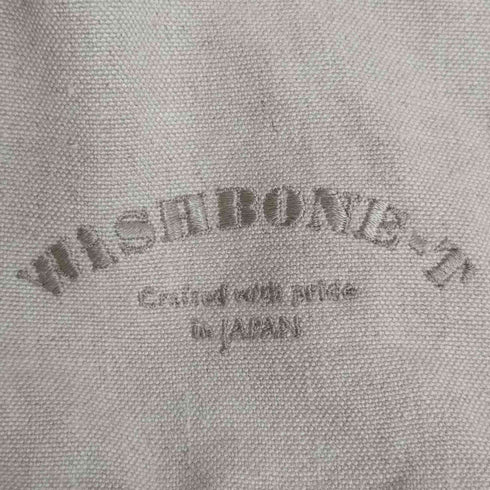 WISHBONE-T +STYLE ロゴ刺繍 スウェードキャンバスコットン切替 トートバッグ メンズ
