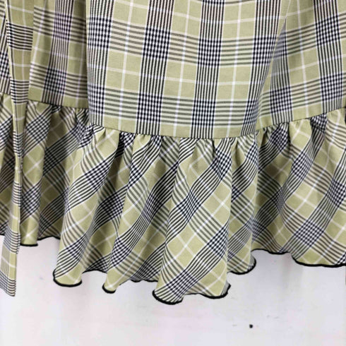 バック刺繍チェック半袖ワンピース レディース