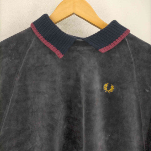 フレッドペリー FRED PERRY ロゴ刺繍L/S ベロアプルオーバー メンズ UK10