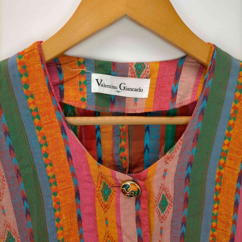 VALENTINO GIANCARLO ネイティヴ柄 金ボタン 半袖シャツジャケット メンズ import:M