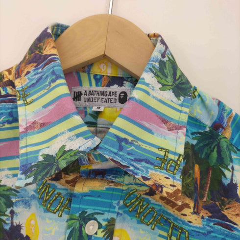 アベイシングエイプ A BATHING APE 別注 ハワイアン 柄 エイプヘッド ワンポイント 刺繍 S/S シャツ メンズ JPN:M