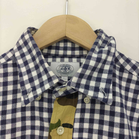 アベイシングエイプ A BATHING APE ウッドランドカモ エイプヘッド ボタンダウン チェック シャツ メンズ JPN:M