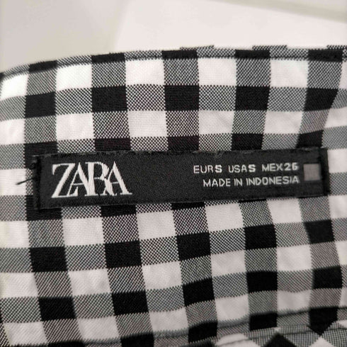 ザラ ZARA フロントポケットギンガムチェックスカート レディース import:S