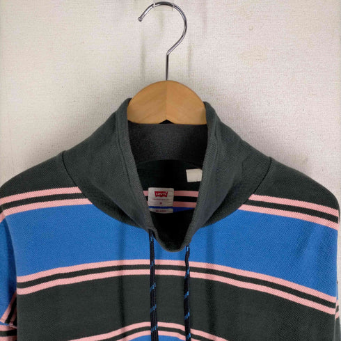 リーバイス Levis RELAXED FUNNEL NECK HOODIE SWEATSHIRT モックネック ドローコード付き ボーダー柄 プルオーバー メンズ JPN:M