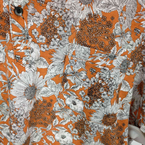 フランダースリネンプロダクツ FLANDERS LINEN PRODUCTS フラワーデザインリネンポロシャツ メンズ LL