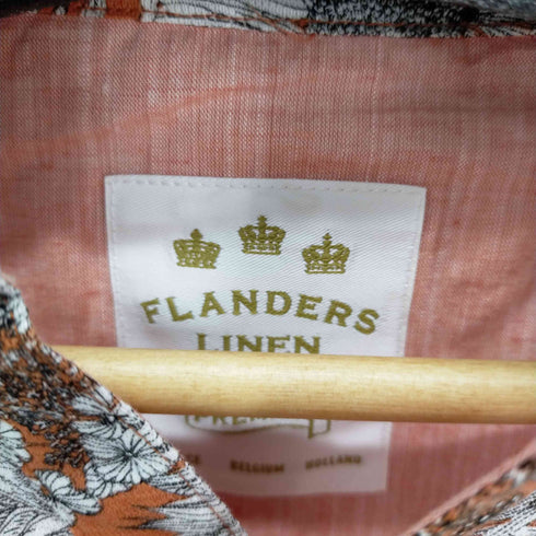 フランダースリネンプロダクツ FLANDERS LINEN PRODUCTS フラワーデザインリネンポロシャツ メンズ LL