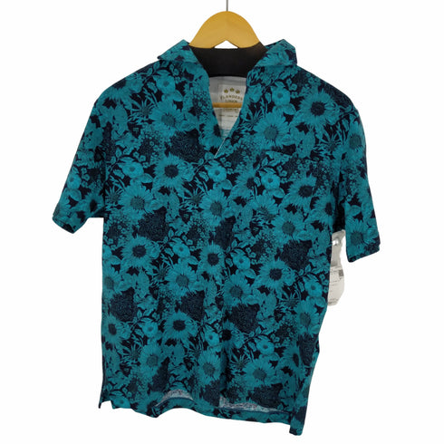 フランダースリネンプロダクツ FLANDERS LINEN PRODUCTS フラワーデザインリネンポロシャツ メンズ import:L