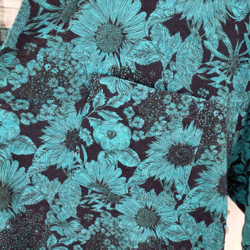フランダースリネンプロダクツ FLANDERS LINEN PRODUCTS フラワーデザインリネンポロシャツ メンズ import:L