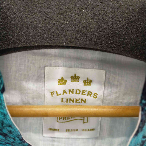 フランダースリネンプロダクツ FLANDERS LINEN PRODUCTS フラワーデザインリネンポロシャツ メンズ import:L