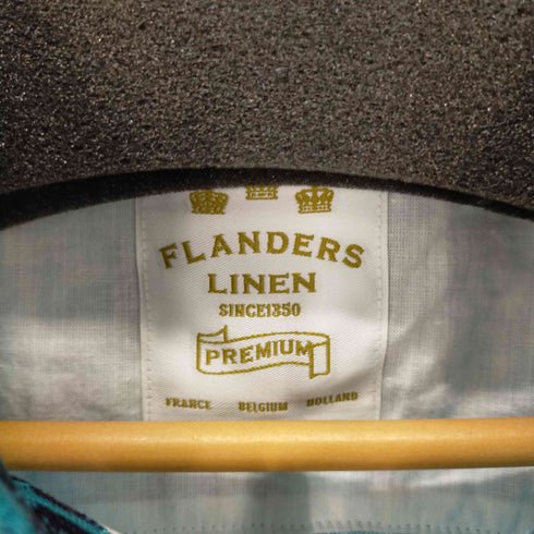 フランダースリネンプロダクツ FLANDERS LINEN PRODUCTS フラワーデザインリネンポロシャツ メンズ LL