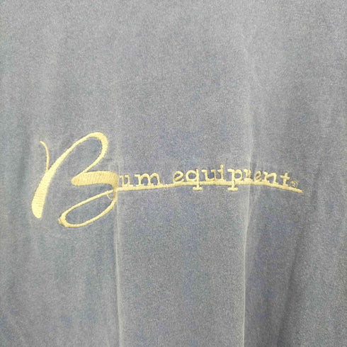B.U.M.EQUIPMENT 90S USA製 後染め 刺繍ロゴ クルーネック S/S Tシャツ メンズ import:L