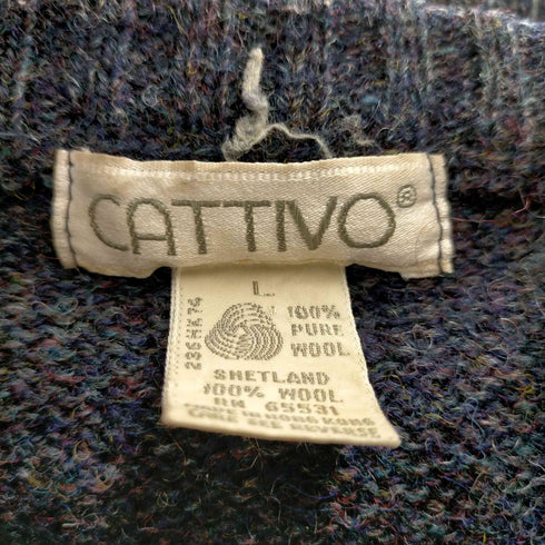 {CATTIVO SHETLAND PURE WOOL アーガイル柄 ニット メンズ import:L