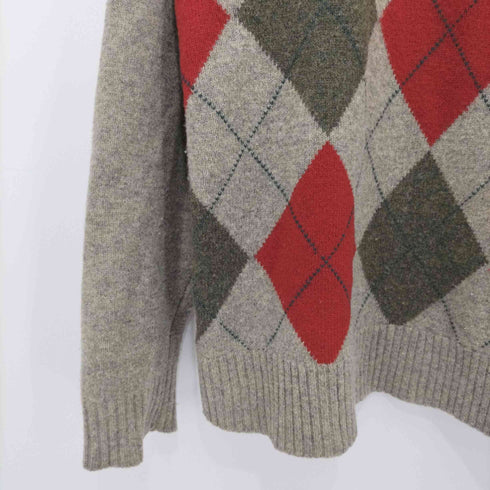 ジェイクルー J.CREW アーガイル柄 ハーフジップニット エルボーパッチ メンズ import:L