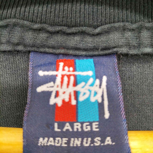 ステューシー Stussy 90S 赤青タグ USA製 SSリンク S/Sカットソー クルーネックTシャツ MADE IN USA OLD メンズ JPN:L