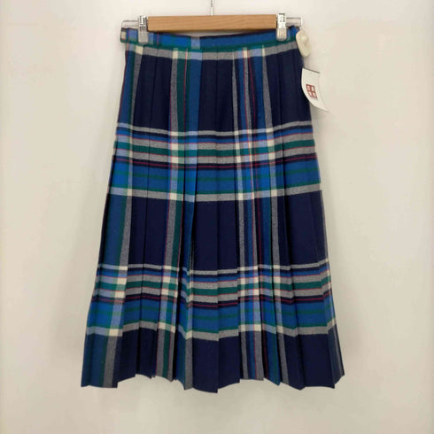WOOL MARK フランス製 チェック柄プリーツスカート レディース 40