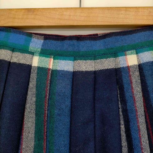 WOOL MARK フランス製 チェック柄プリーツスカート レディース 40