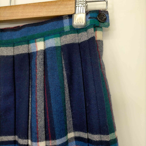 WOOL MARK フランス製 チェック柄プリーツスカート レディース 40