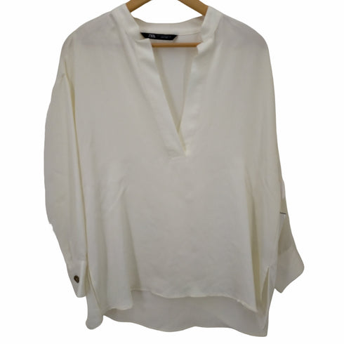 ザラ ZARA SATIN EFFECT LONG TUNIC BLOUSE レディース JPN:XS