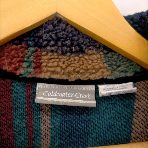 コールドウォータークリーク Coldwater Creek マルチチェック ジップアップボアジャケット フリース メンズ JPN:S