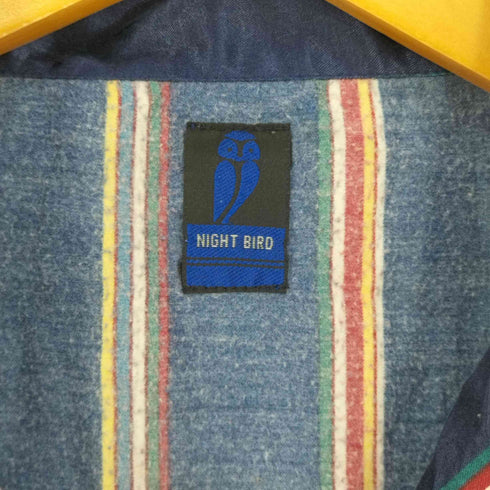 NIGHT BIRD サテン ストライプ パジャマシャツ メンズ D 52/54