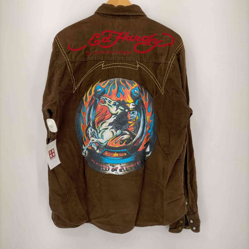 クリスチャンオードジェー CHRISTIAN AUDIGIER バックプリント 金ステッチ コーデュロイウエスタンシャツ メンズ JPN:L
