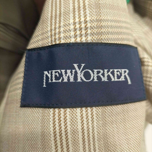 ニューヨーカー NEWYORKER シルク混 チェック柄ステンカラーコート スプリングコート メンズ L