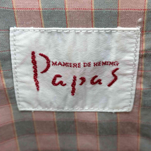 パパス papas コットン チェック 半袖シャツ メンズ import:M