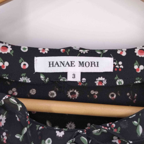ハナエモリ HANAE MORI 花柄 ピンタック フリルブラウス レディース JPN:3
