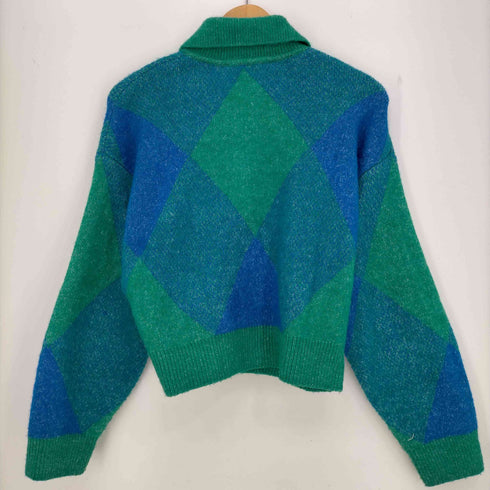 ザラ ZARA アーガイル柄 クロップドニットポロシャツ メンズ import:S