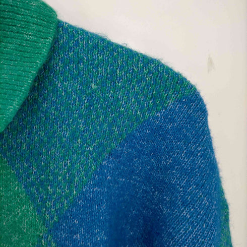 ザラ ZARA アーガイル柄 クロップドニットポロシャツ メンズ import:S