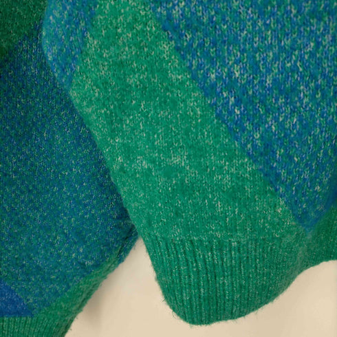 ザラ ZARA アーガイル柄 クロップドニットポロシャツ メンズ import:S